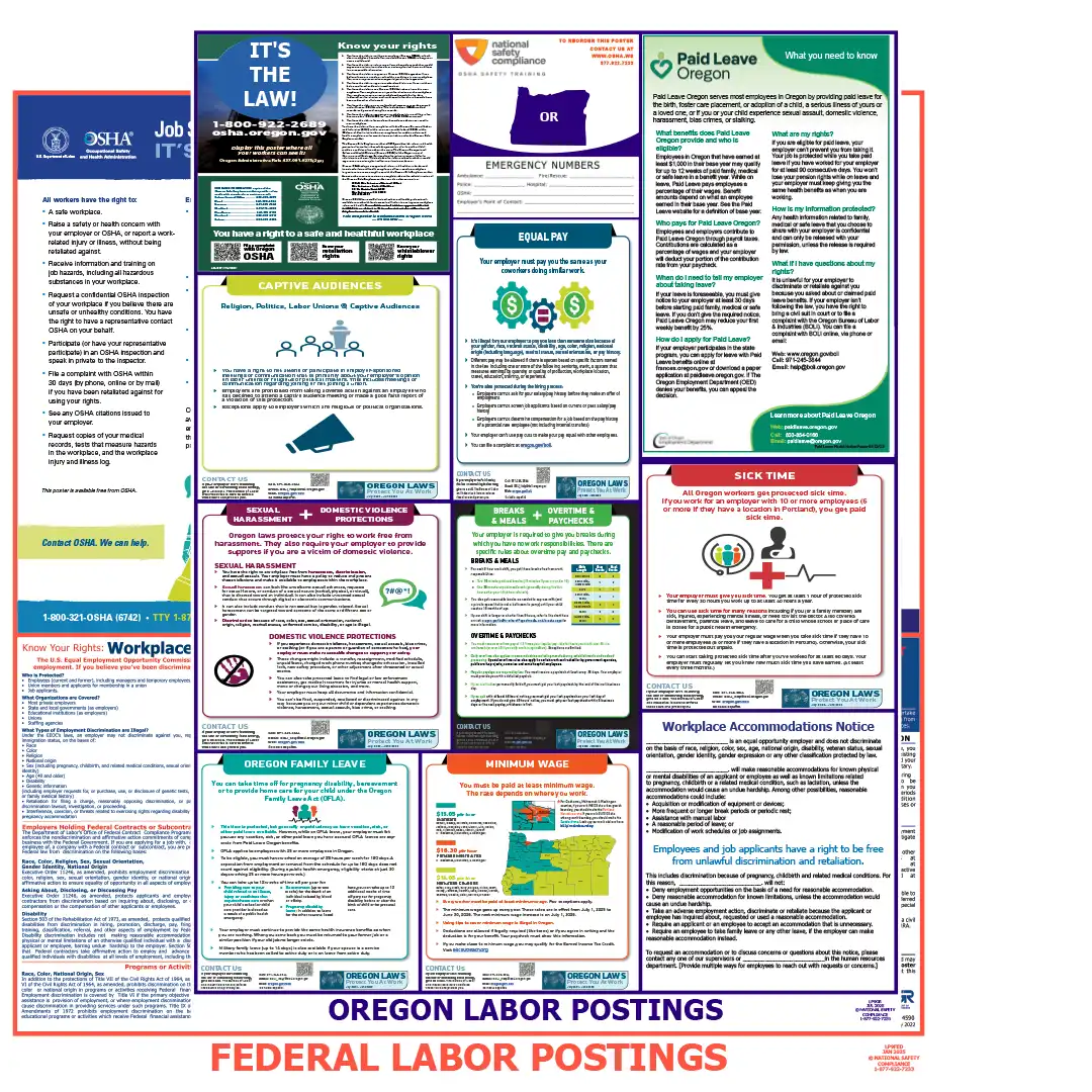 Oregon and Federal Labor Law Posters English