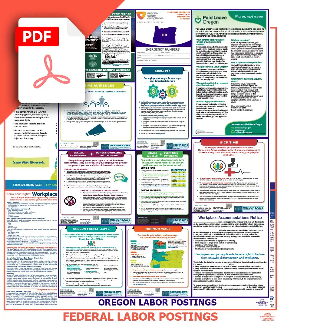 Oregon & Federal Labor Law Poster PDF Download