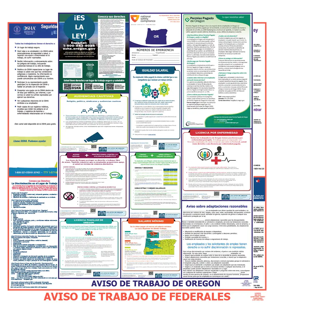 Oregon & Federal Labor Law Posters Spanish