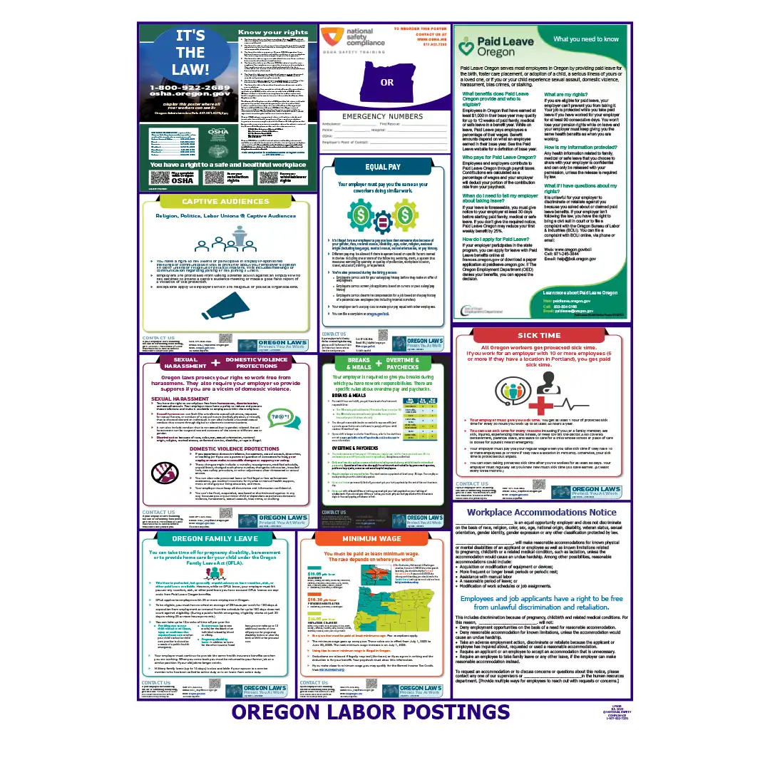 Oregon Labor Law Poster English