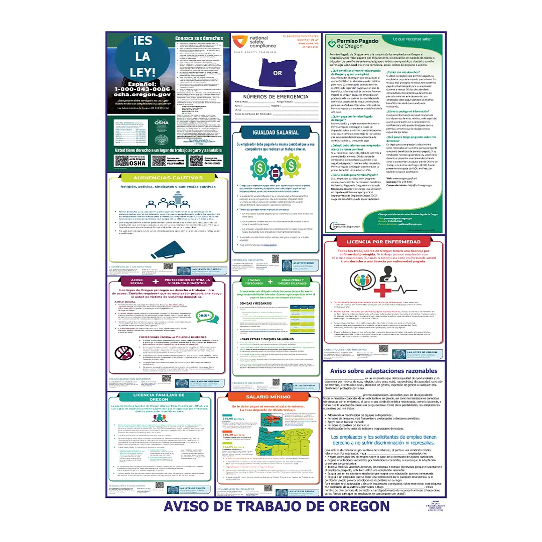 Oregon Labor Law Poster Spanish