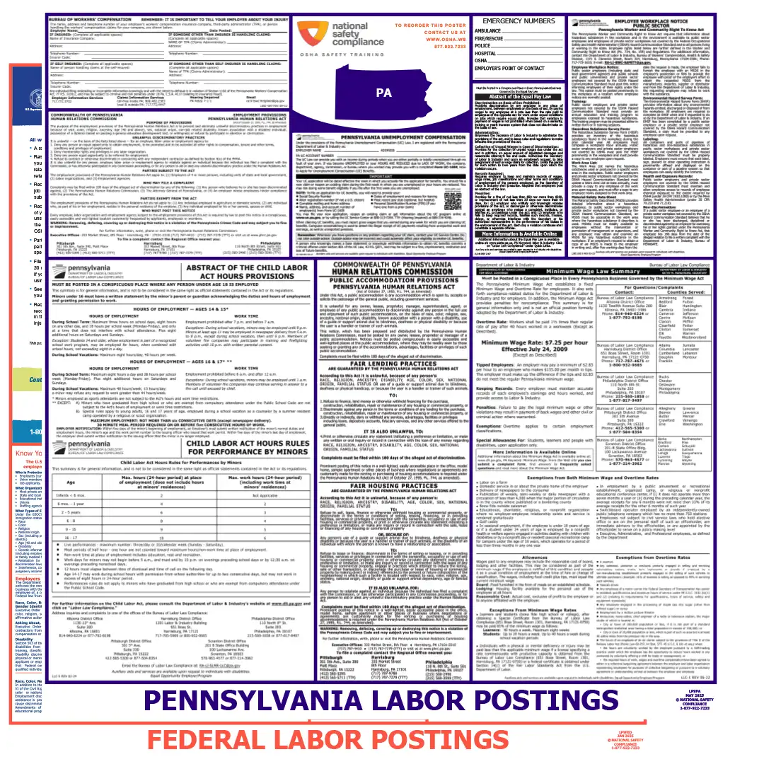 Pennsylvania & Federal Labor Law Posters English