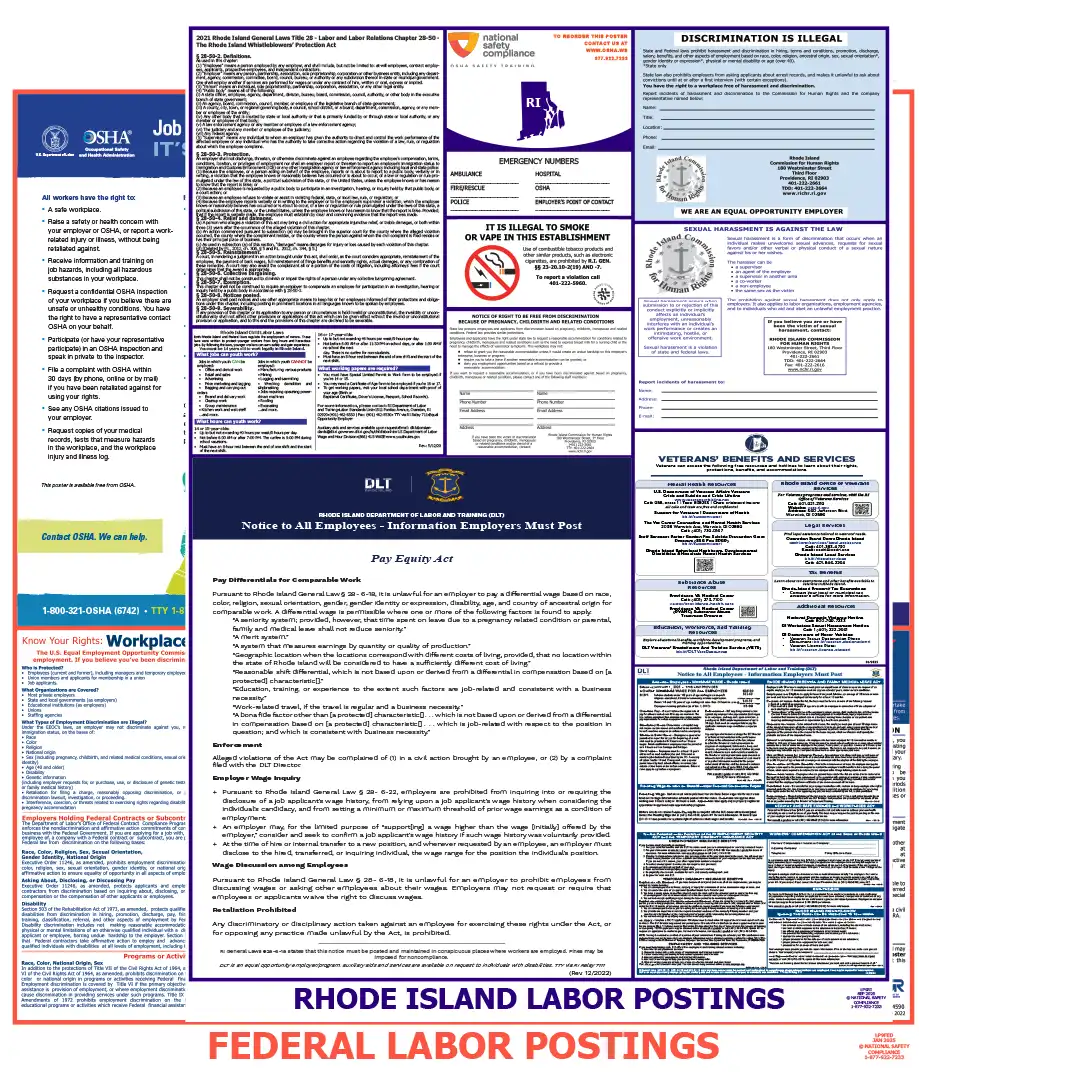 Rhode Island & Federal Labor Law Posters English