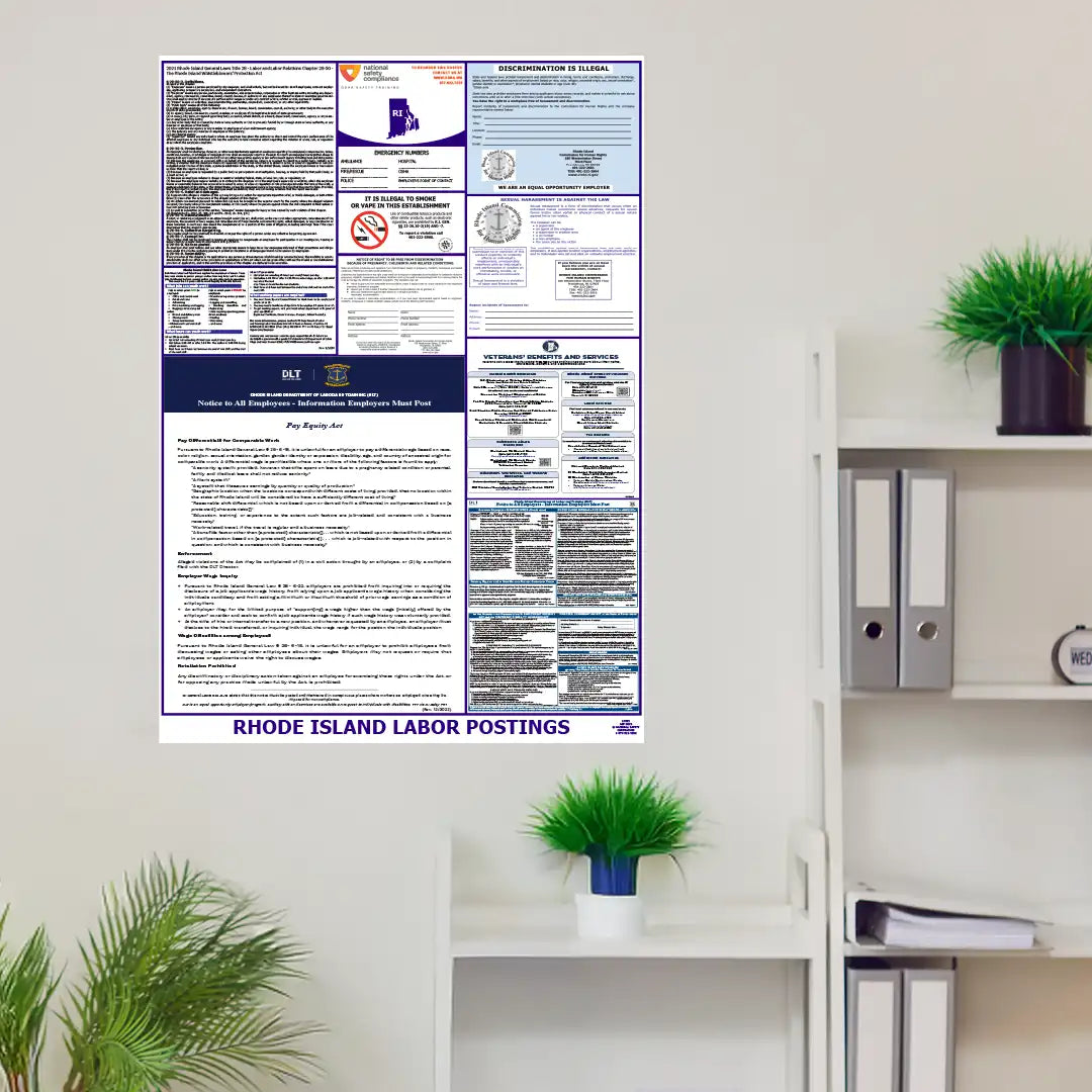 Rhode Island Labor Law Poster in room