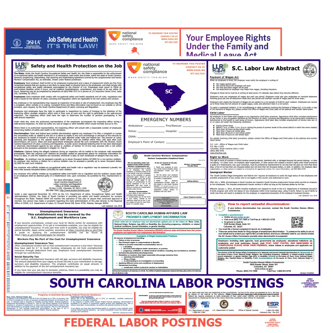 South Carolina & Federal Labor Law Posters English