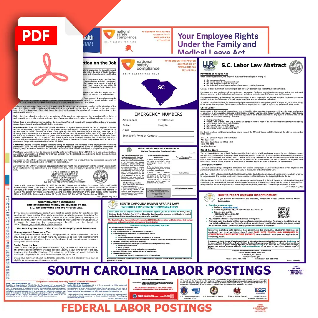 South Carolina & Federal Labor Law Posters PDF Download