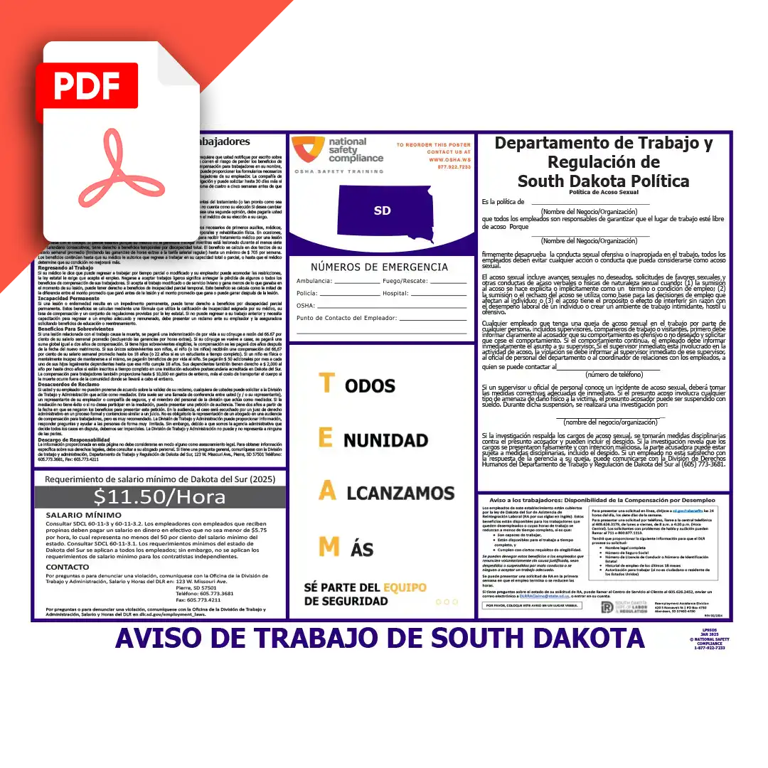 South Dakota Spanish Labor Law Poster PDF Download