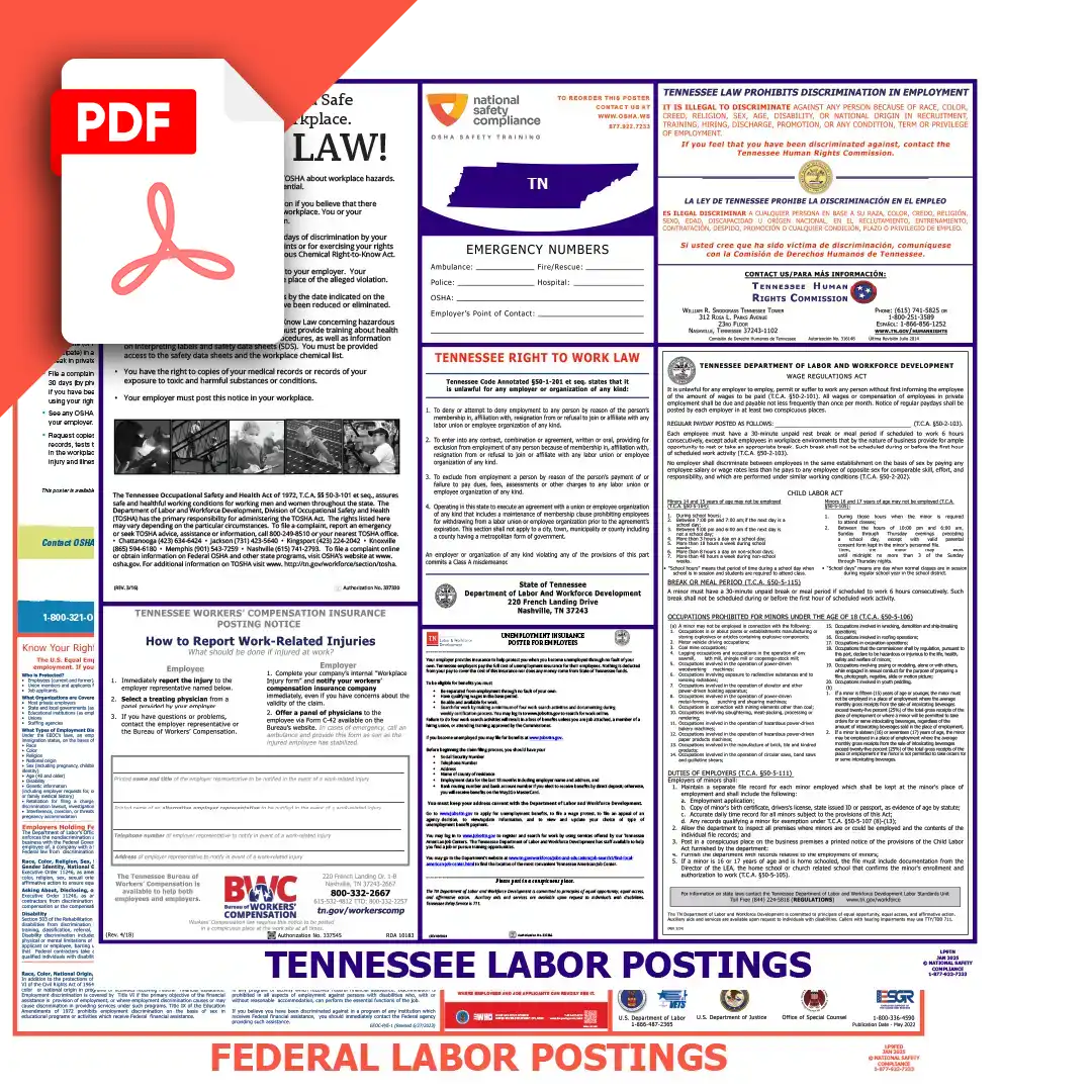 Tennessee & Federal Labor Law Posters PDF Downloads