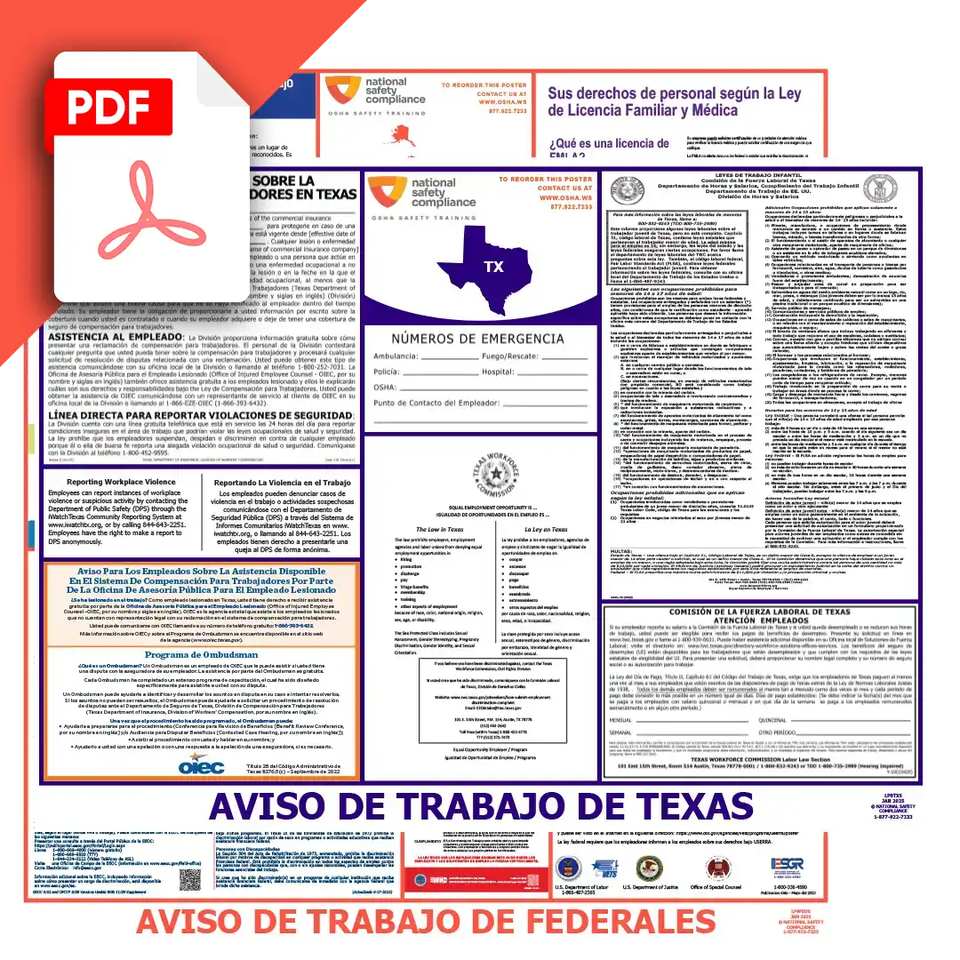 Texas & Federal Spanish Labor Law Posters PDF Downloads