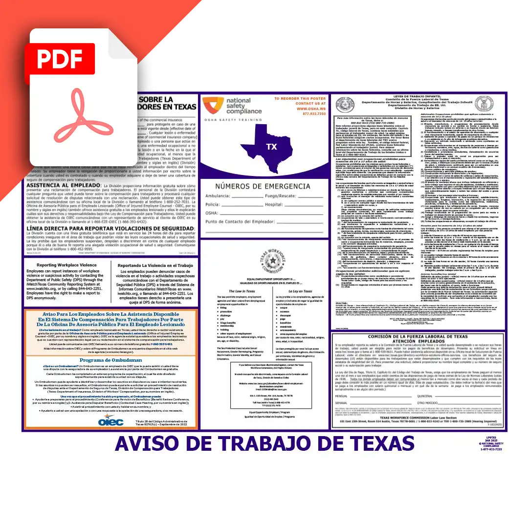 Texas Spanish Labor Law Poster PDF Download