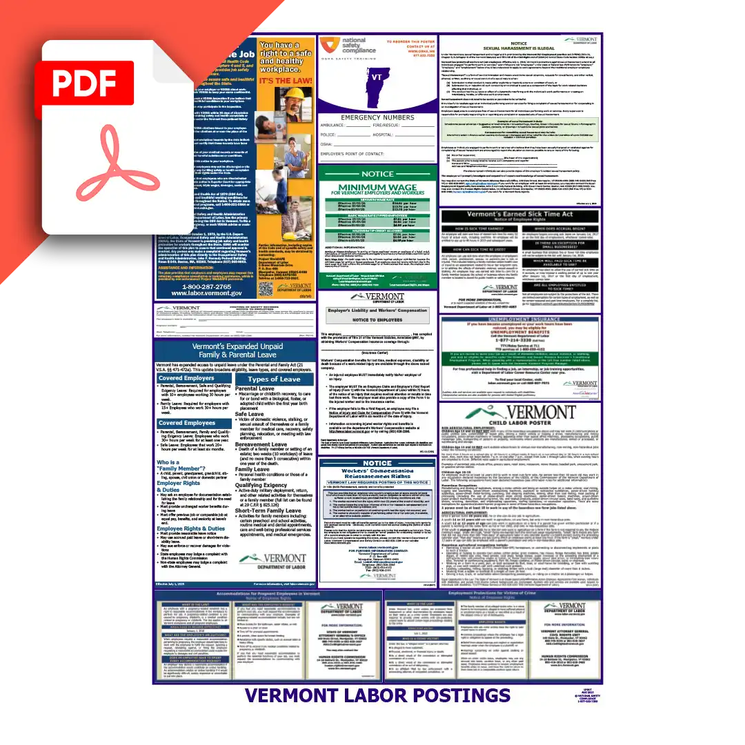 Vermont Labor Law Poster PDF Download