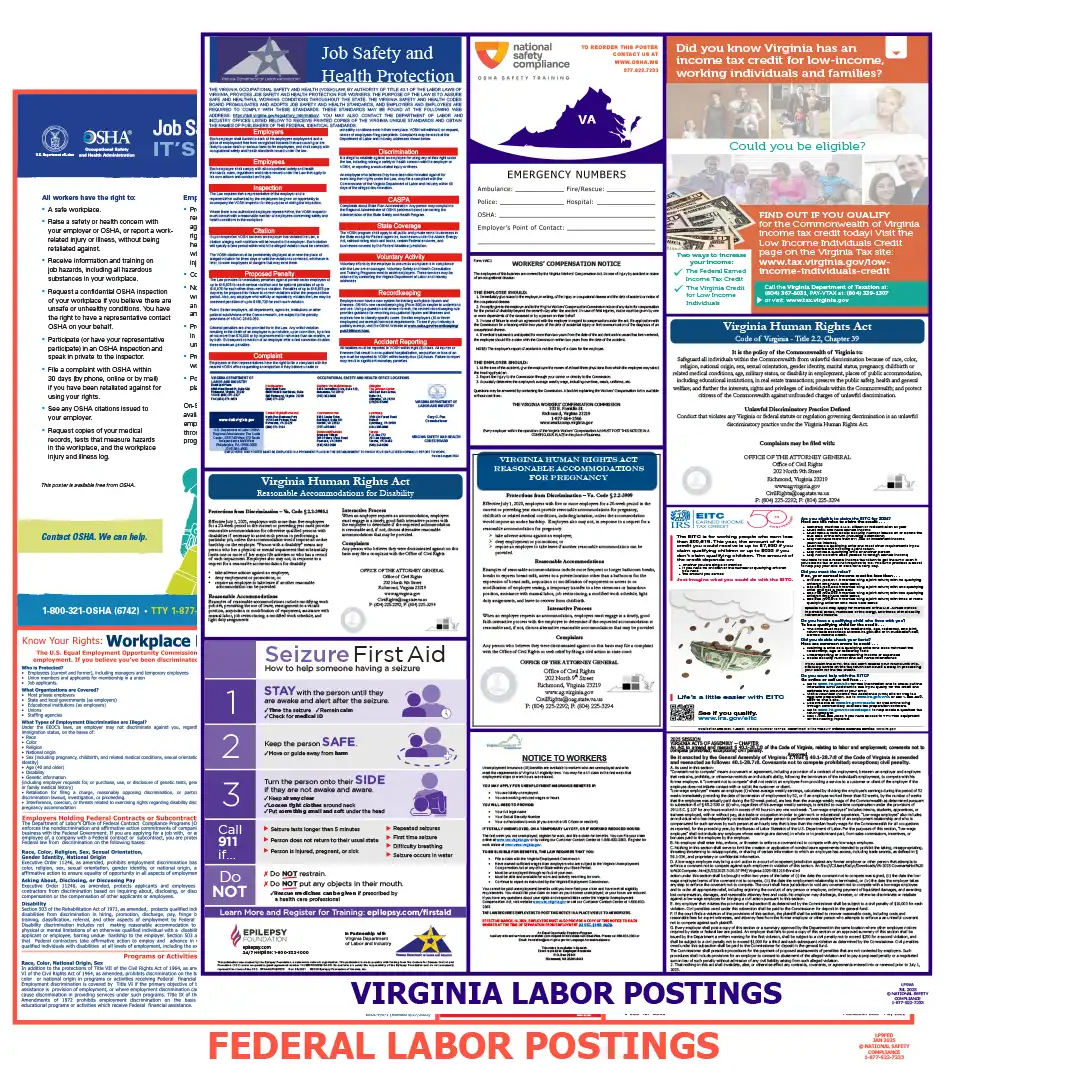 Virginia & Federal Labor Law Posters English