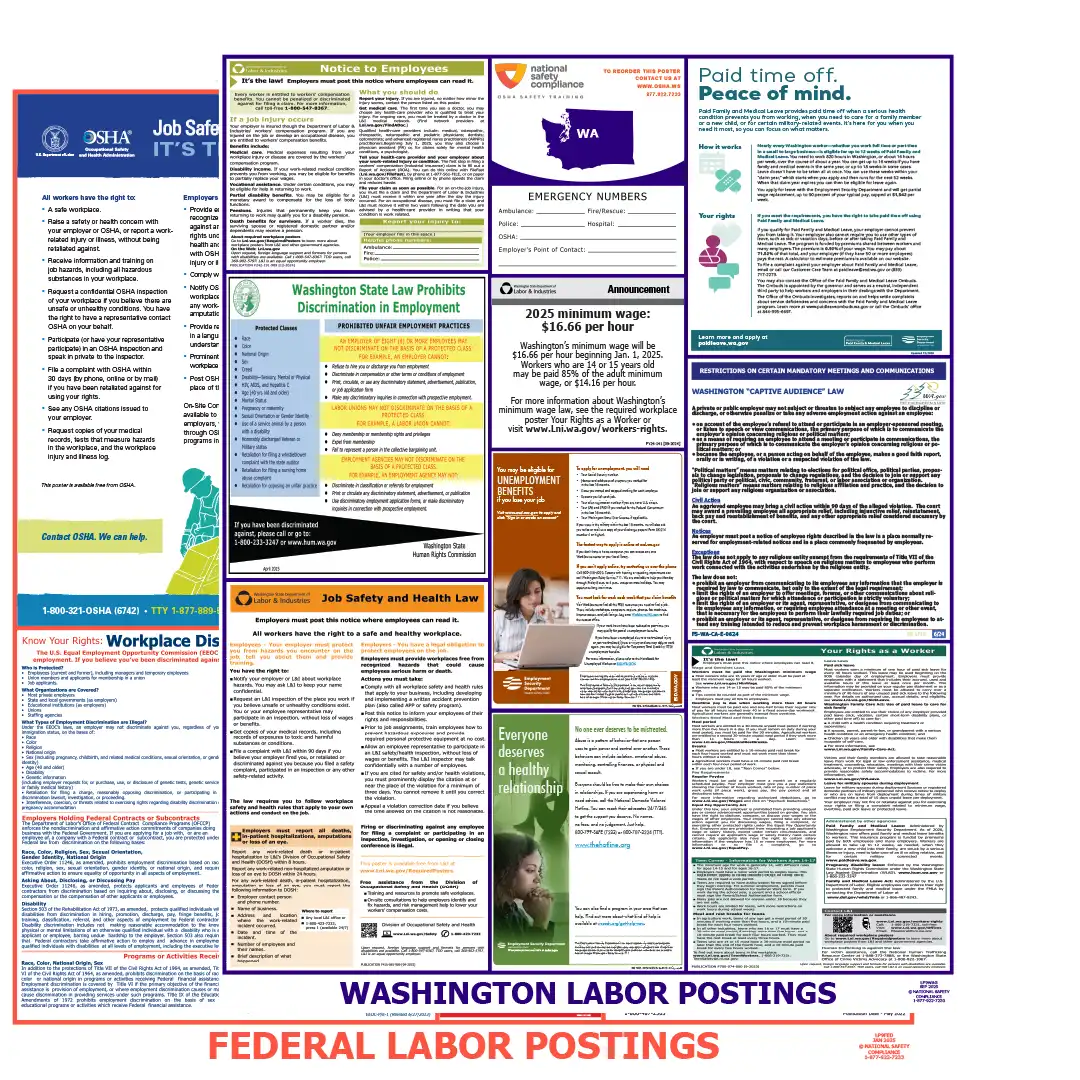 Washington & Federal Labor Law Posters English