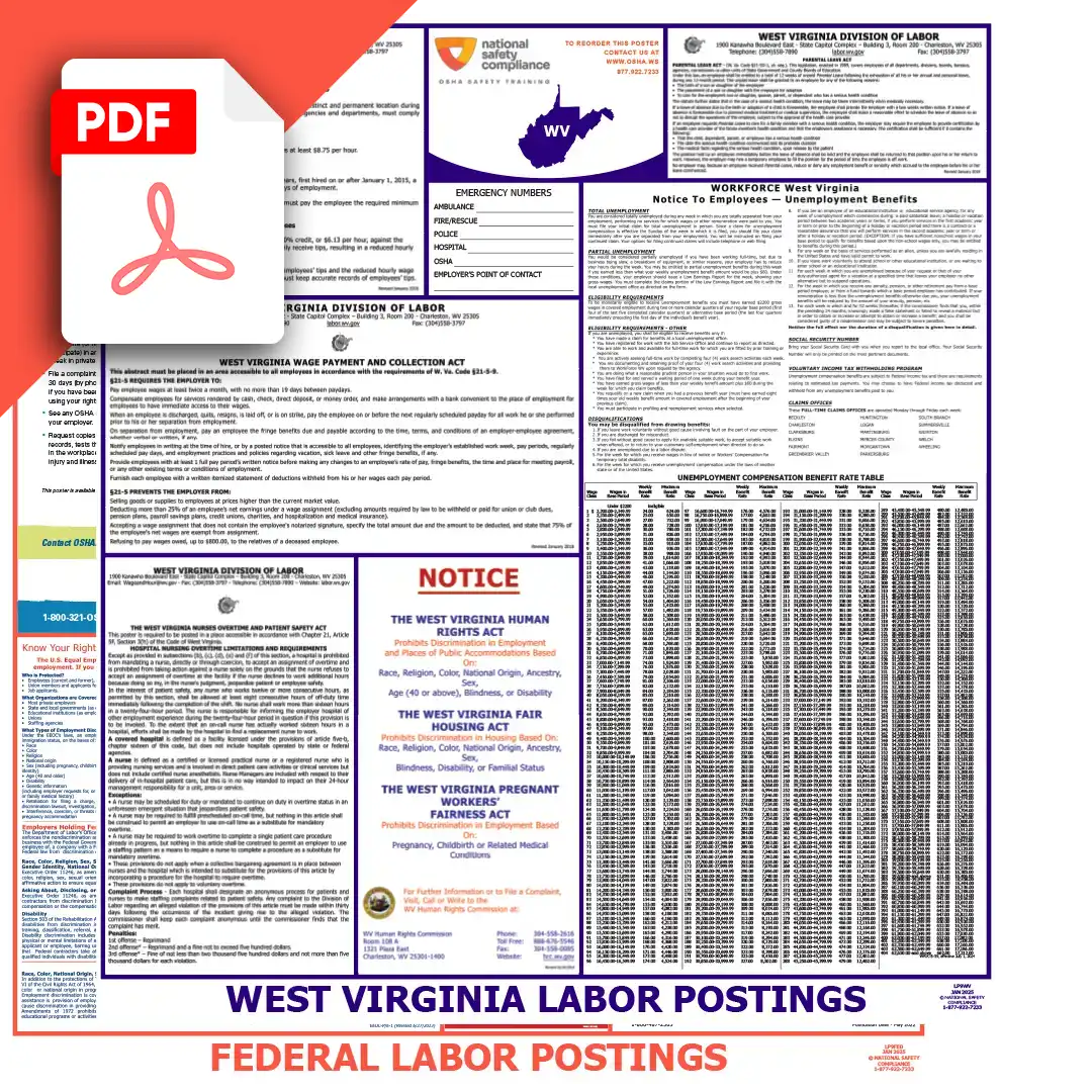 West Virginia & Federal Labor Law Posters PDF Downloads
