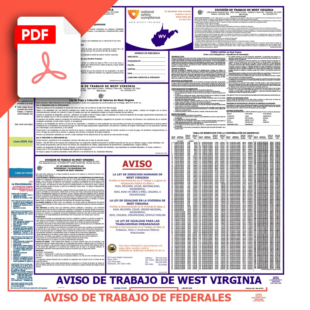 West Virginia & Federal Spanish Labor Law Posters PDF Downloads