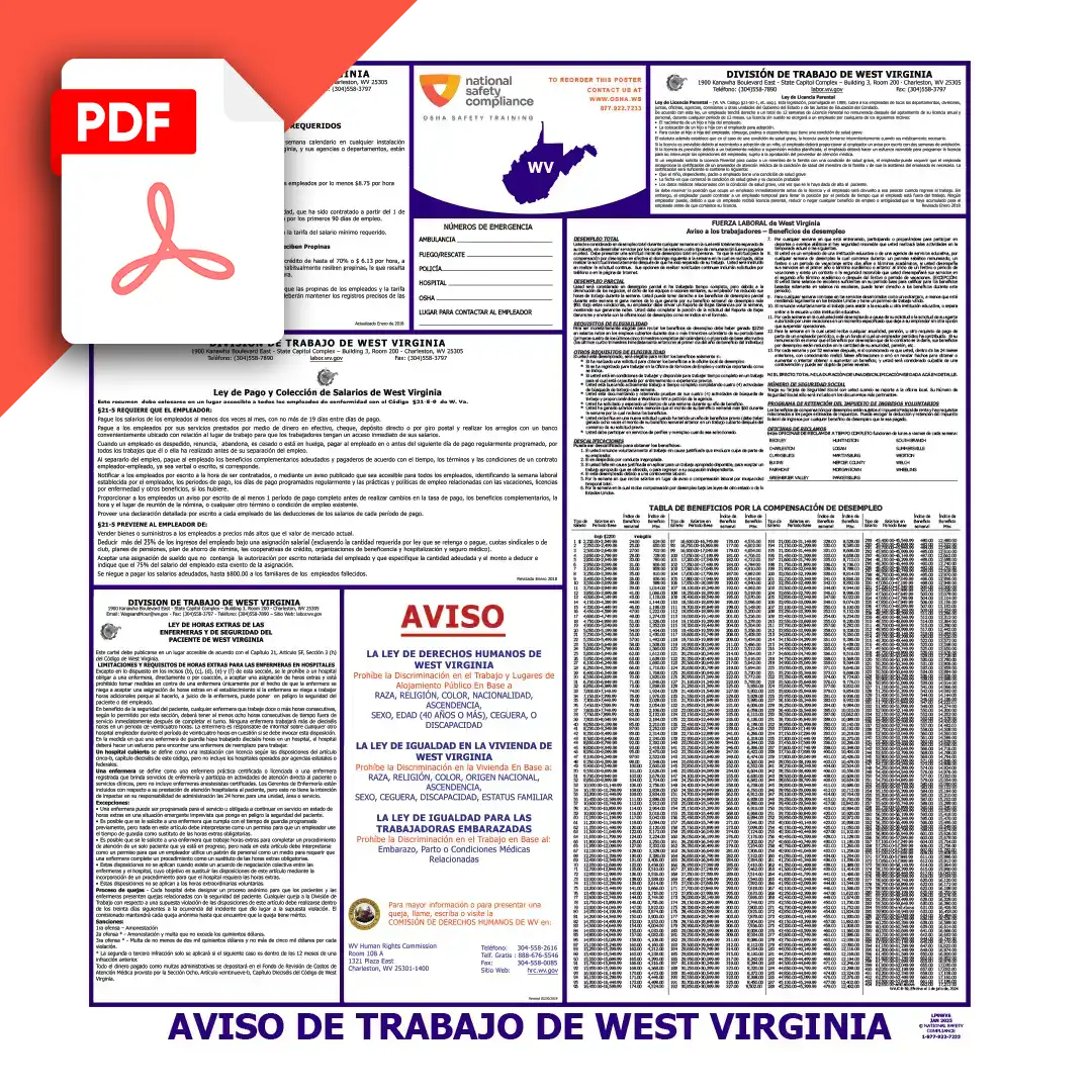 West Virginia Spanish Labor Law Poster PDF Download