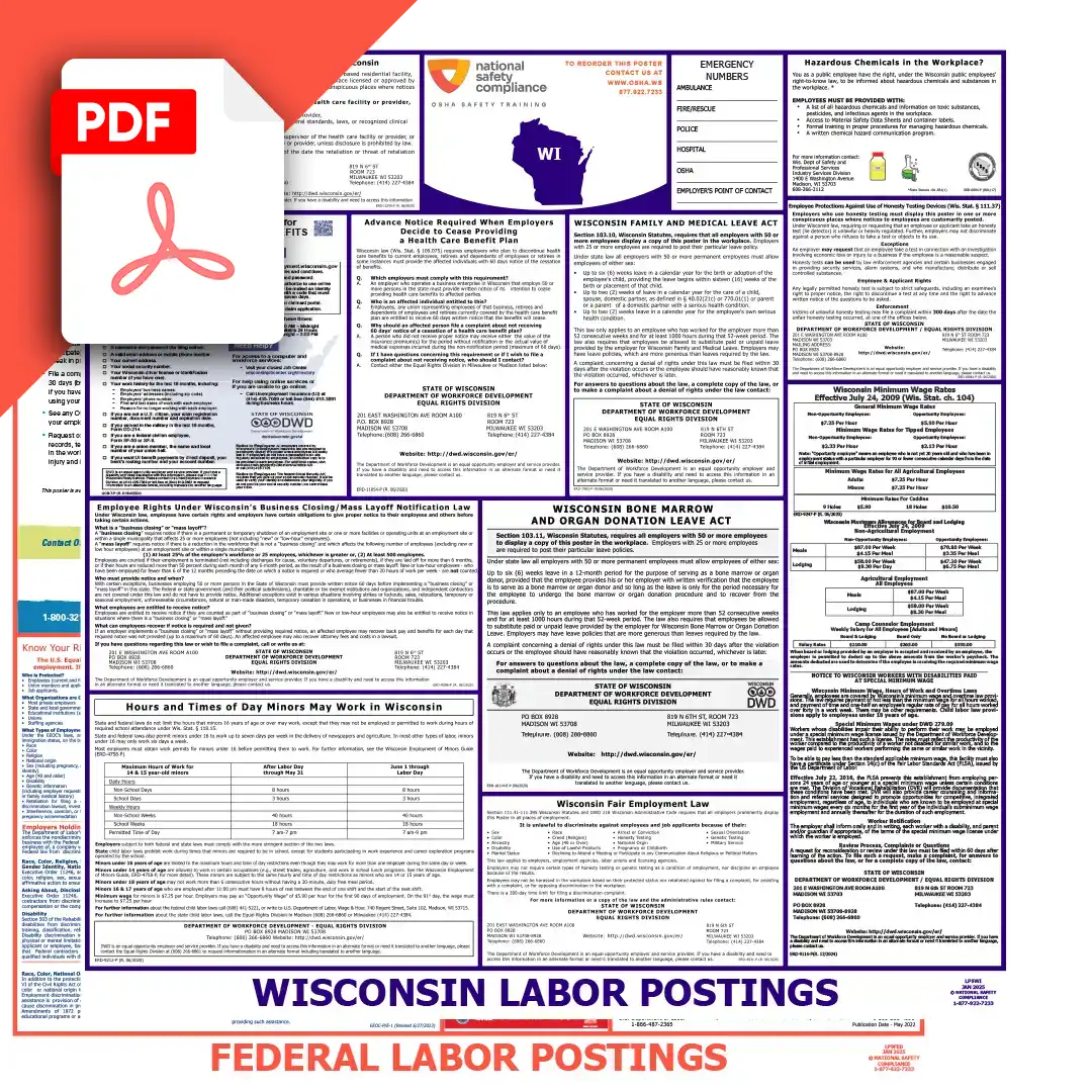 Wisconsin & Federal Labor Law Posters PDF Downloads