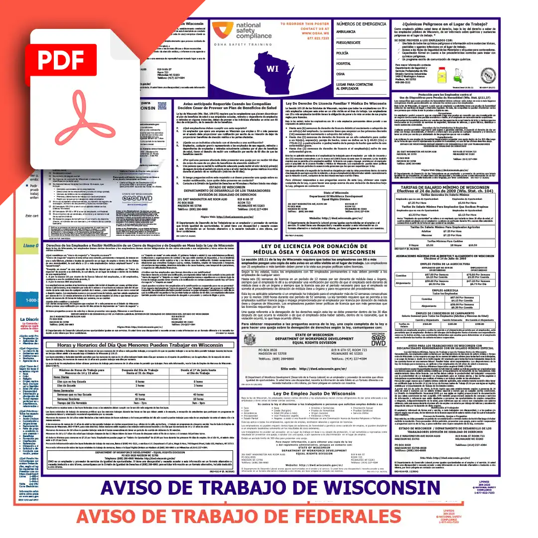 Wisconsin & Federal Spanish Labor Law Posters PDF Downloads