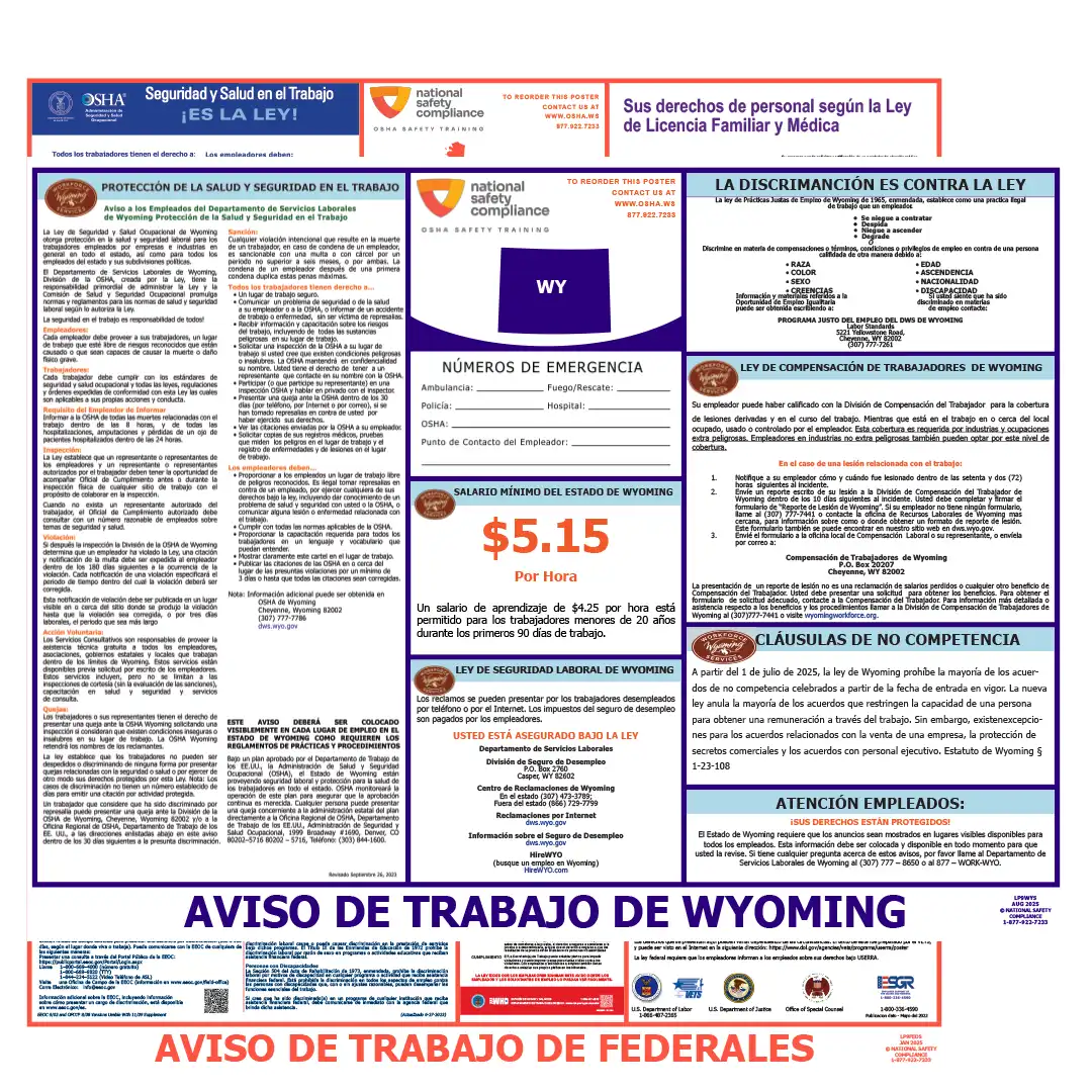 Wyoming & Federal Labor Law Posters Spanish