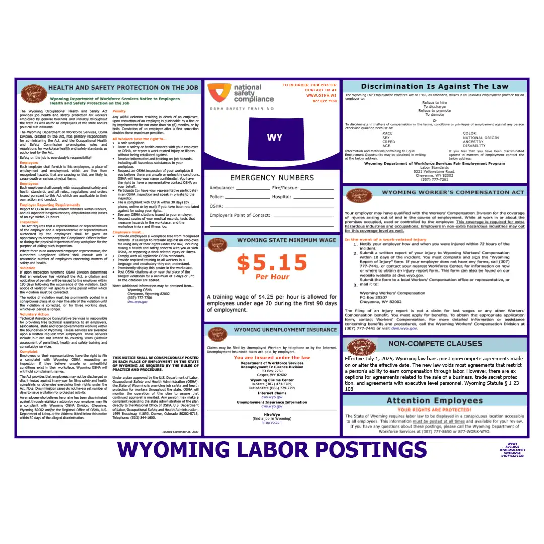 Wyoming Labor Law Poster English