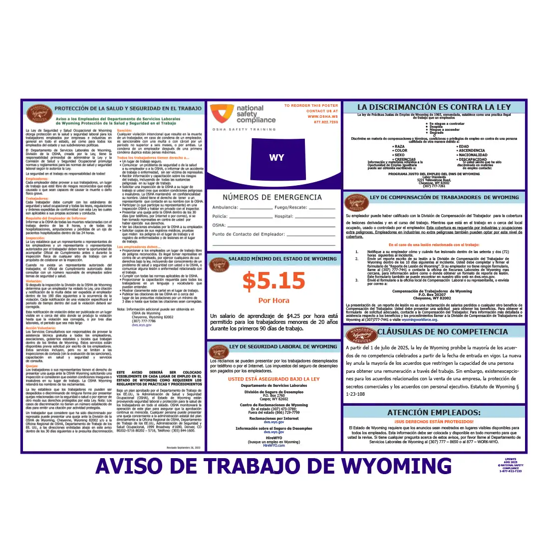 Wyoming Labor Law Poster Spanish