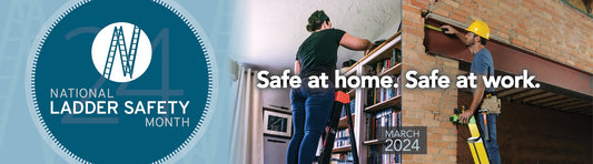 One person on a ladder at home and another person on a ladder at work