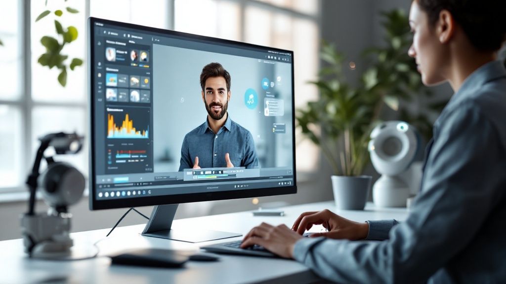 Computer with AI Avitar on it