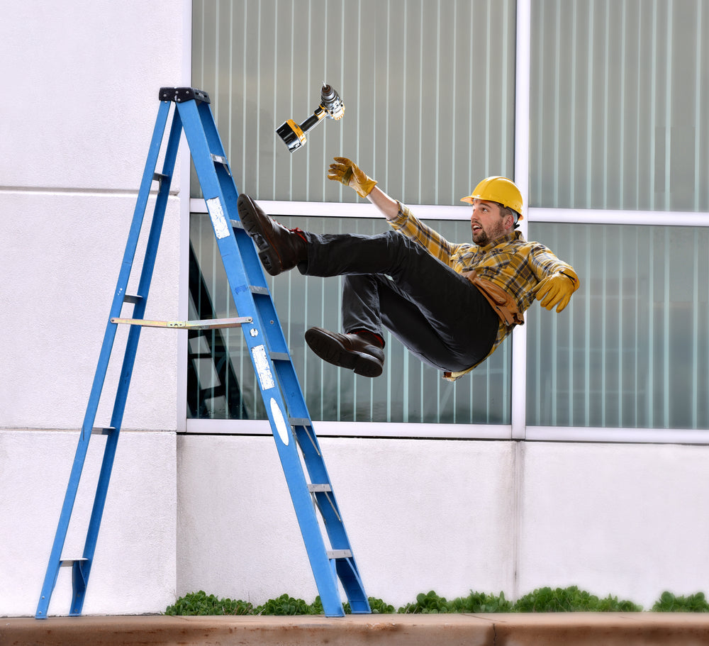 Man falling off ladder
