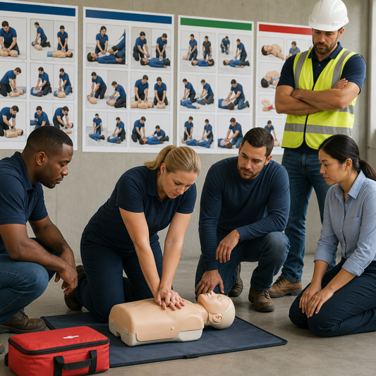 Group of employees participating in CPR training.