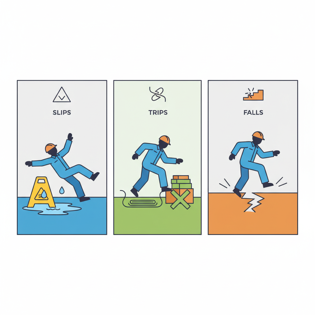 Illustration for Enhance Workplace Safety: Implementing Effective Slips, Trips, and Falls Prevention Posters