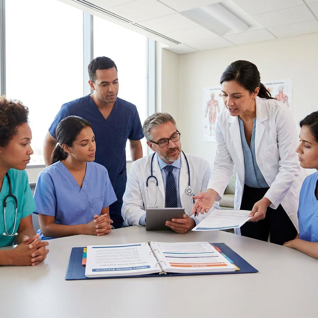 Group of medical professionals having important discussion.