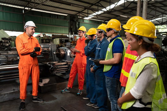 Safety meeting in a factory.