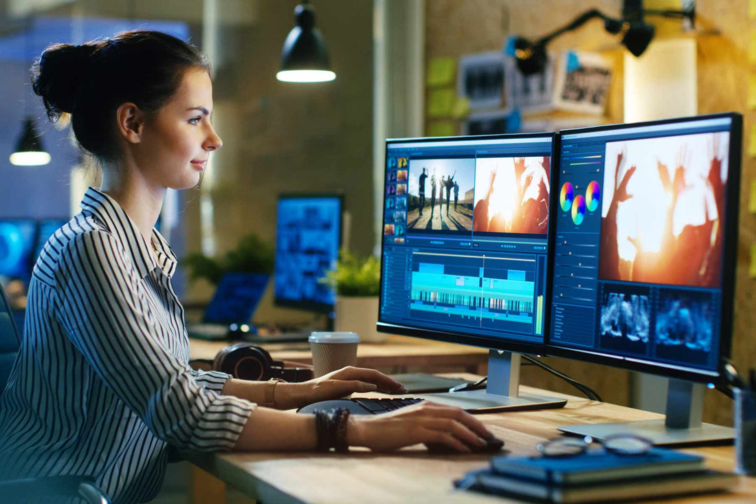 Video editor reviewing AI-generated training footage for accuracy