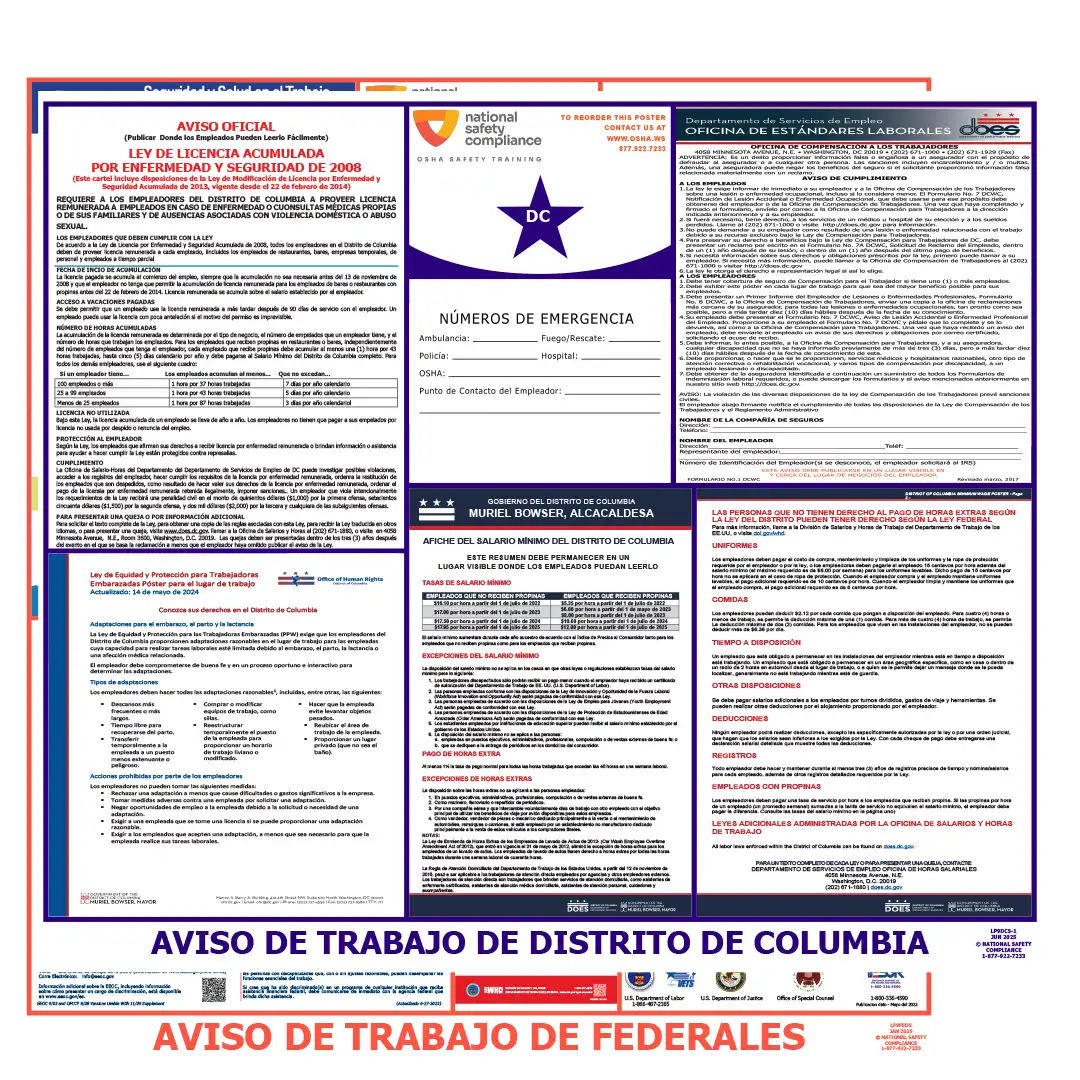 DC & Federal Labor Law Posters Spanish