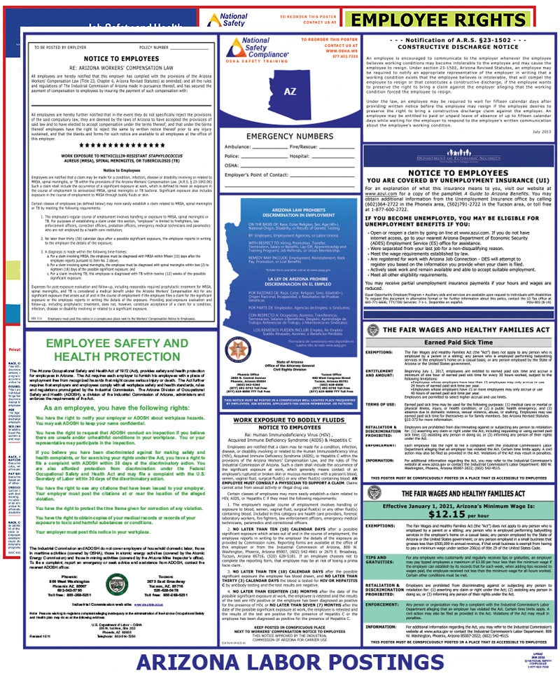 Arizona and Federal Labor Law poster