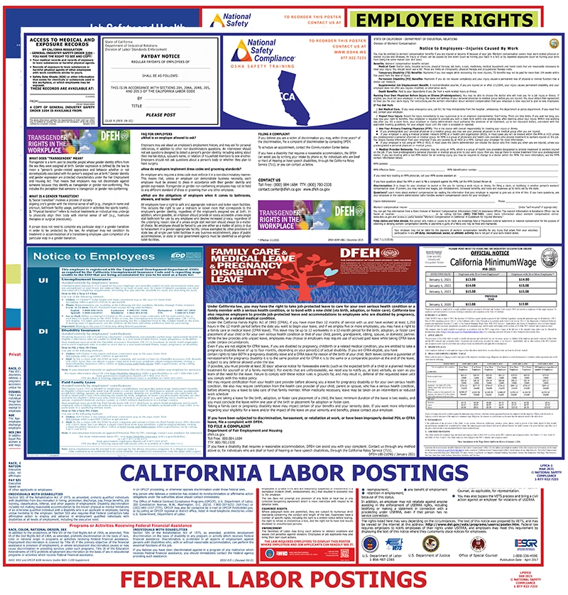 California and Federal Labor Law Poster