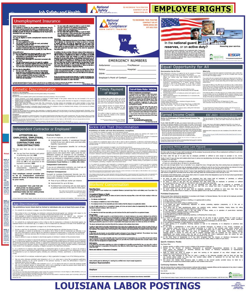 Louisiana and Federal Labor Law Poster