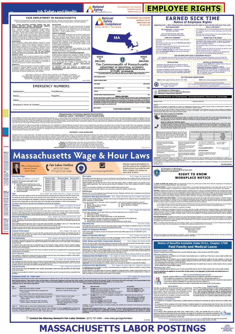 Massachusetts and Federal Labor Law Poster