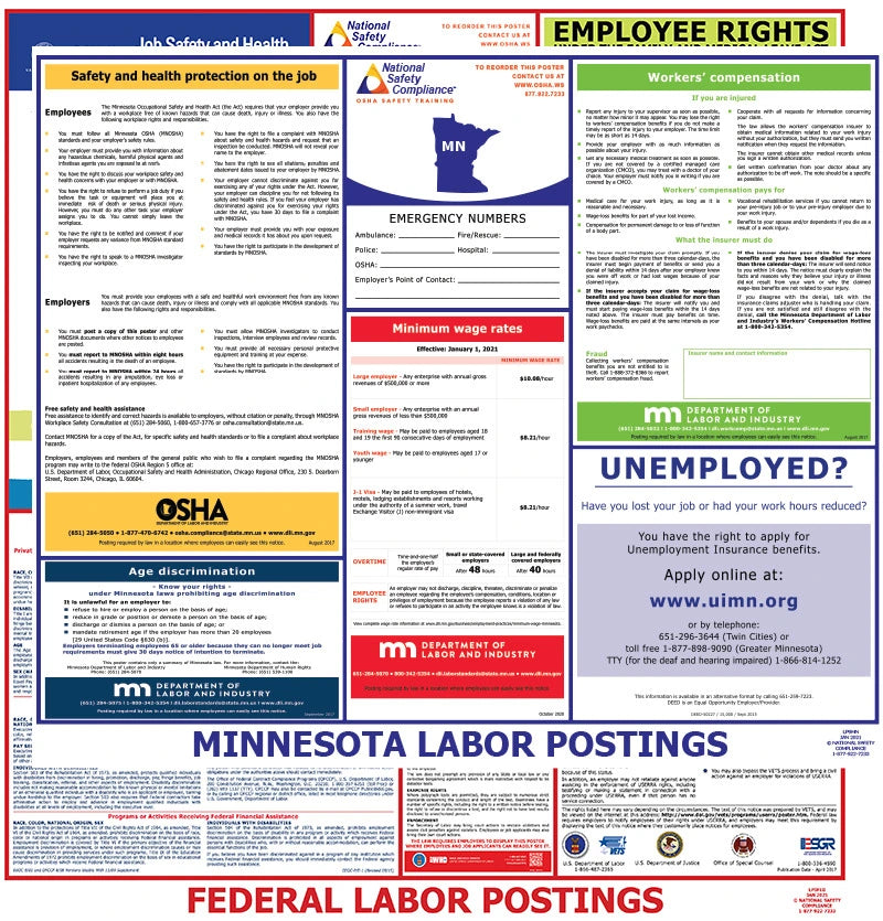Minnesota and Federal Labor Law Poster