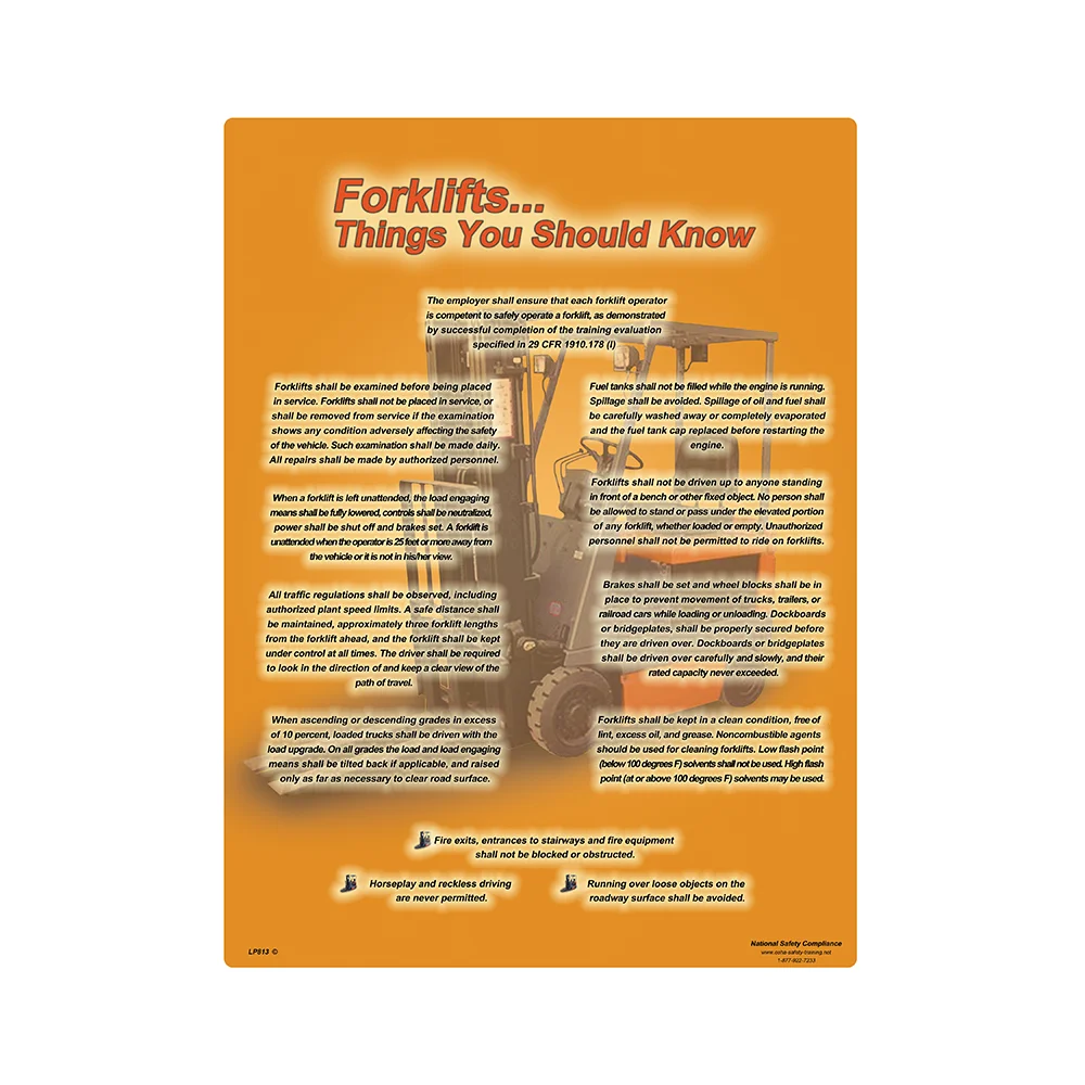 Forklift Things You Should Know Safety Poster