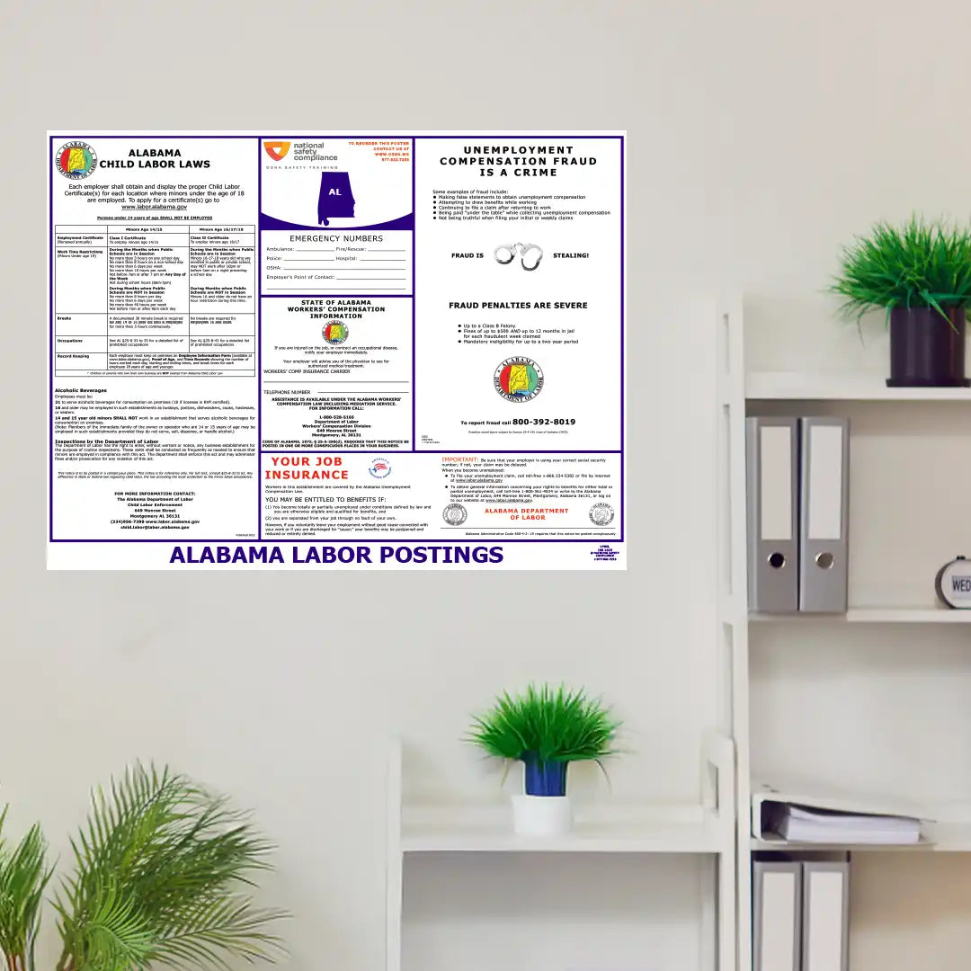 Alabama Labor Law Poster on a Wall