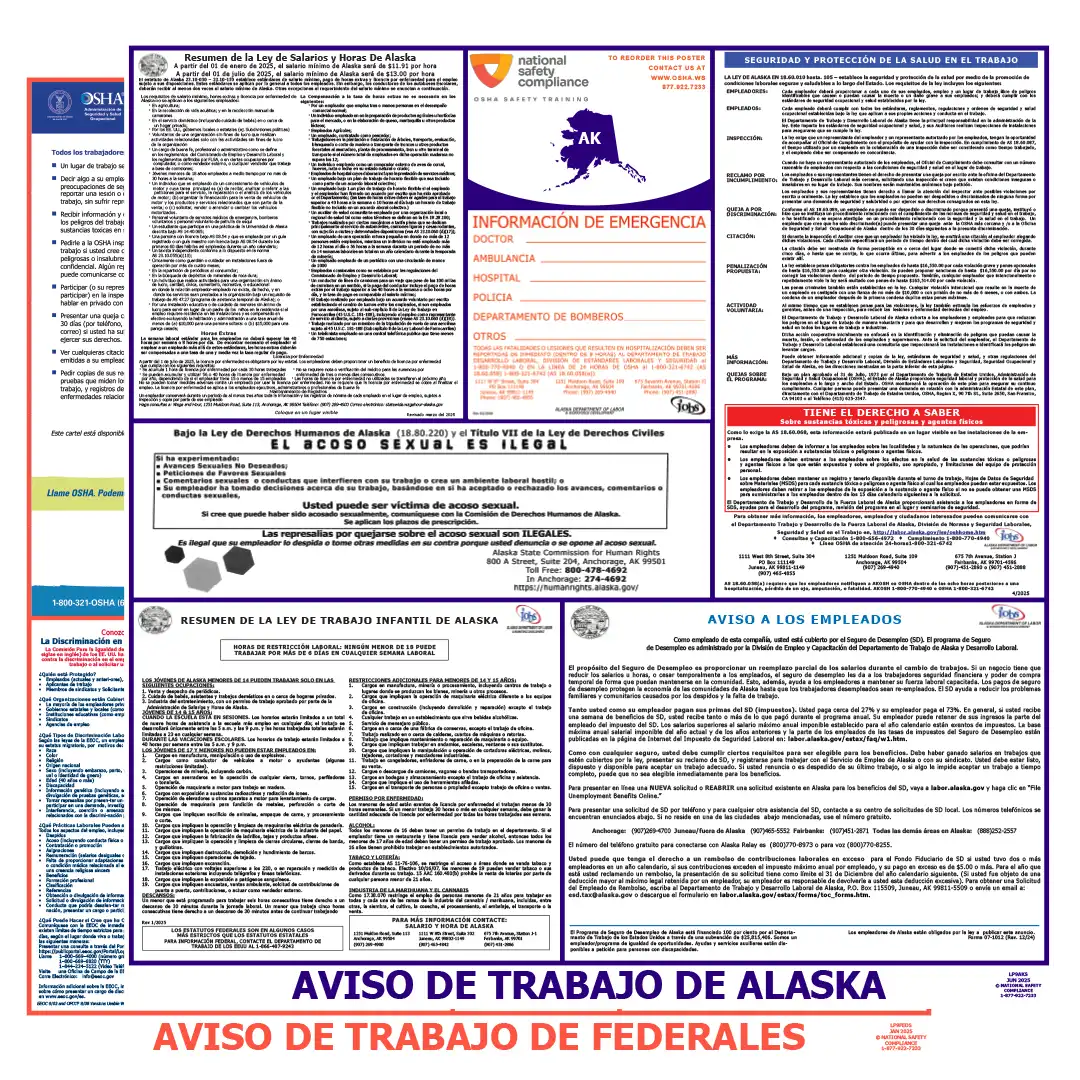 Alaska and Federal Spanish Labor Law Posters