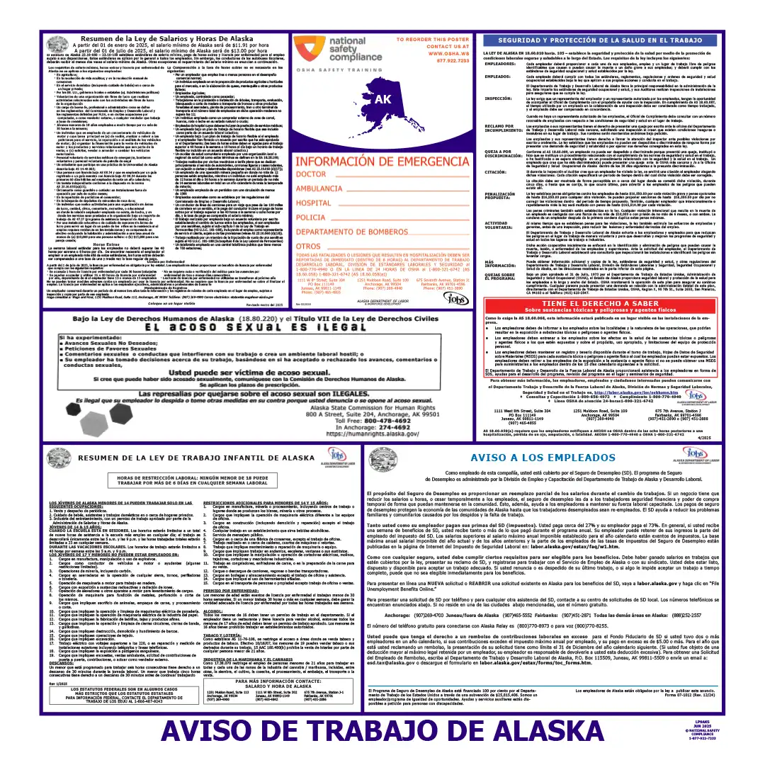 Alaska Labor Law Poster Spanish