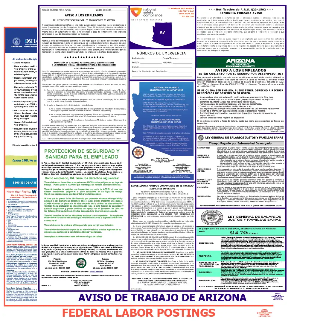 Arizona & Federal Labor Law Poster Spanish