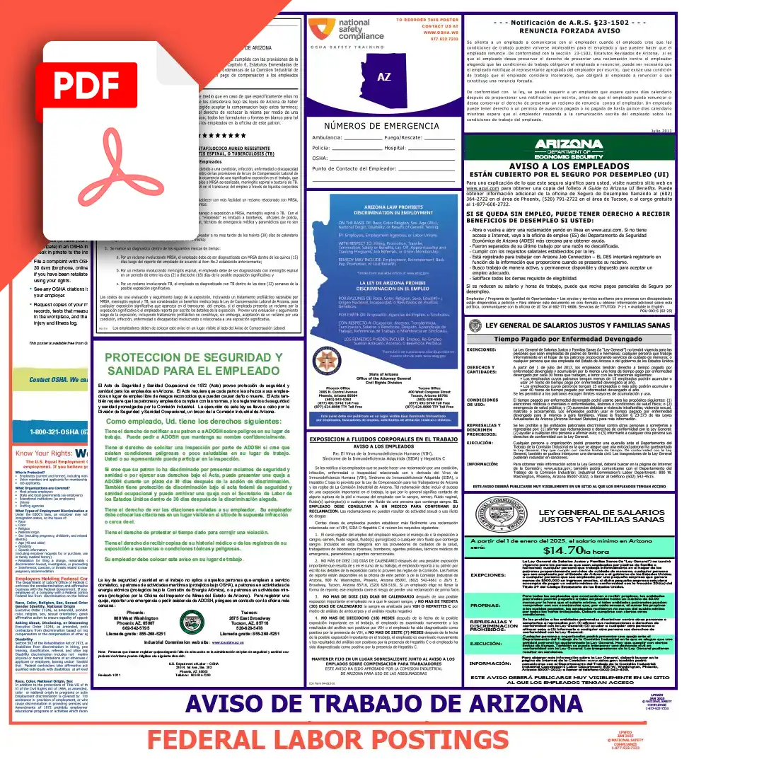 Arizona & Federal Spanish Labor Law Posters PDF Download