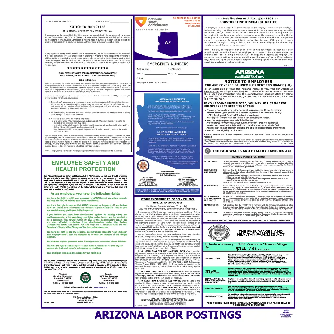 Arizona Labor Law Poster English