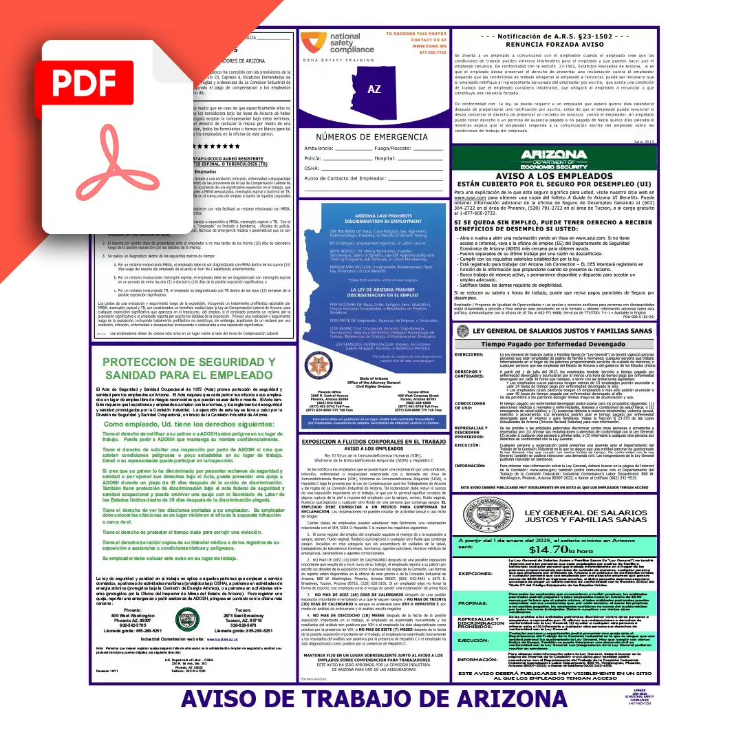 Arizona Spanish Labor Law Posters PDF Downloads