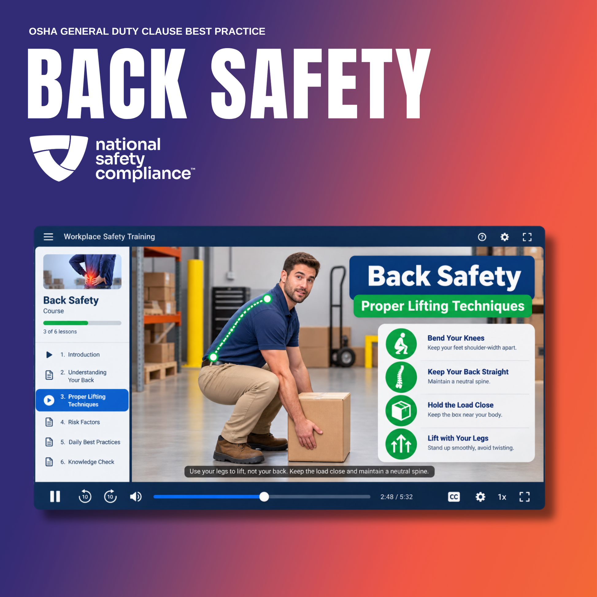 Back Safety training video tablet mockup