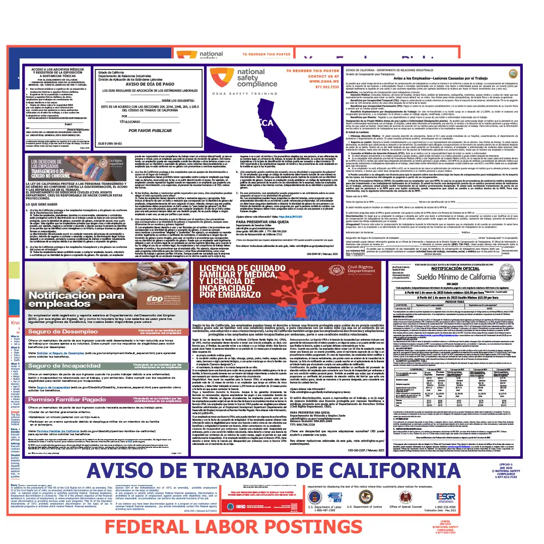 California & Federal Labor Law Poster Spanish