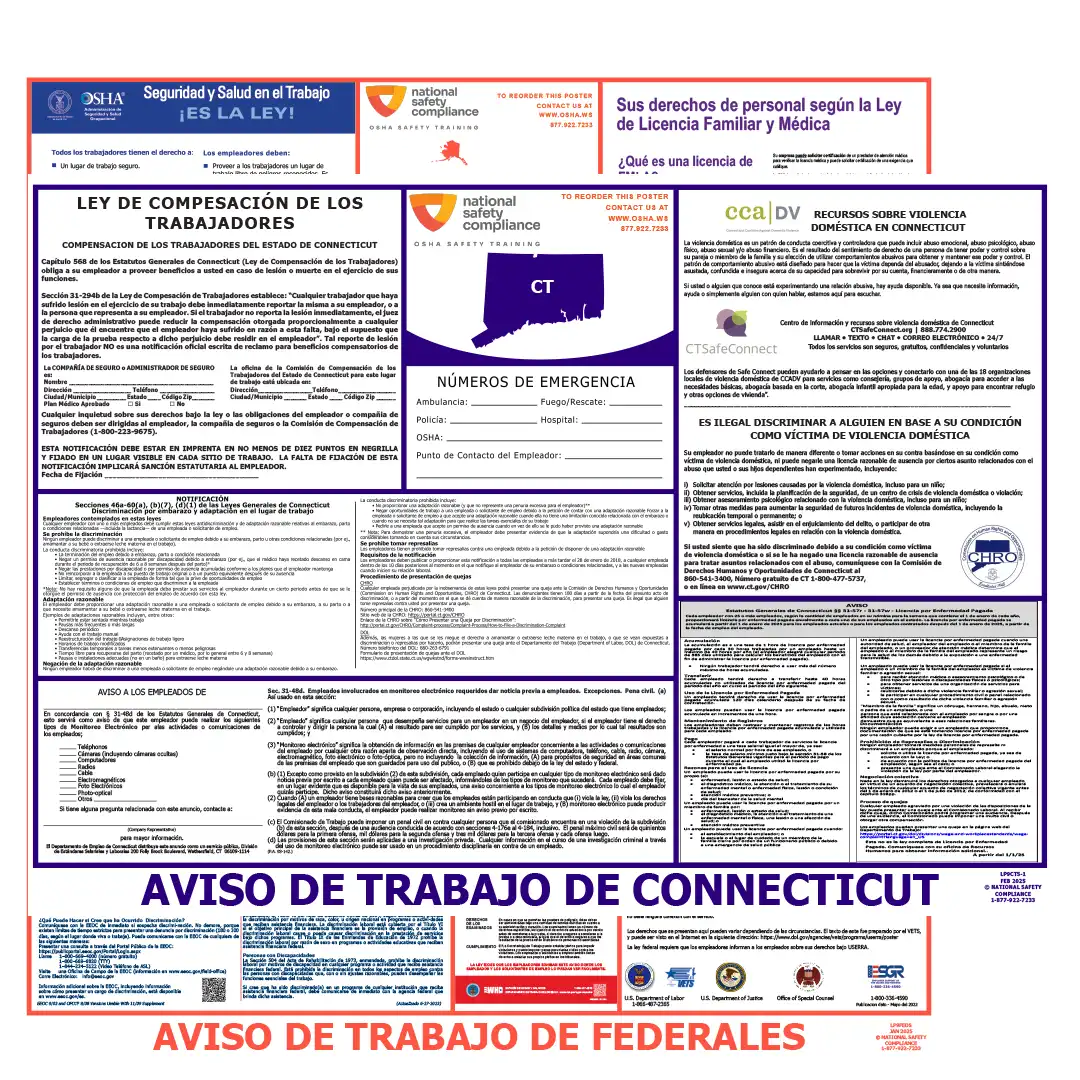 Connecticut & Federal Labor Law Poster Spanish